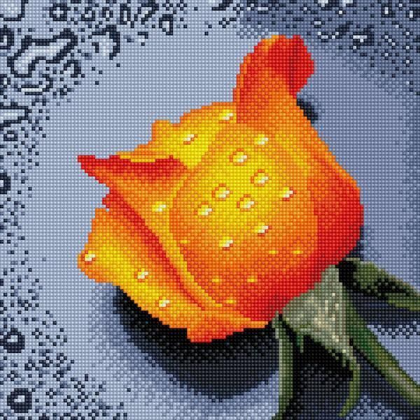 Набір для алмазної мозаїки ColorArt 30х30см Троянда оранжева TT605, повна викладка, квадратні алмазики 580924321 фото