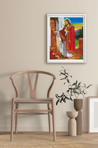 Алмазна мозаїка ColorArt 40х50 Ікона Ісус стукає у двері SP009, повна викладка, квадратні алмазики 640792955 фото