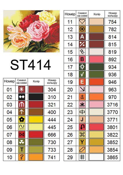 Набір алмазної мозаїки ColorArt 30х40см Букет півоній ST414, повна викладка, квадратні алмазики 580903877 фото