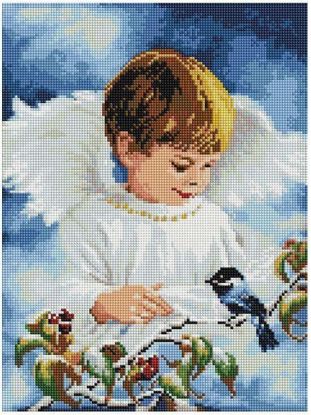 Алмазна мозаїка ColorArt Ангелочок хлопчик 30х40 ST429, повна викладка, квадратні алмазики 641449690 фото