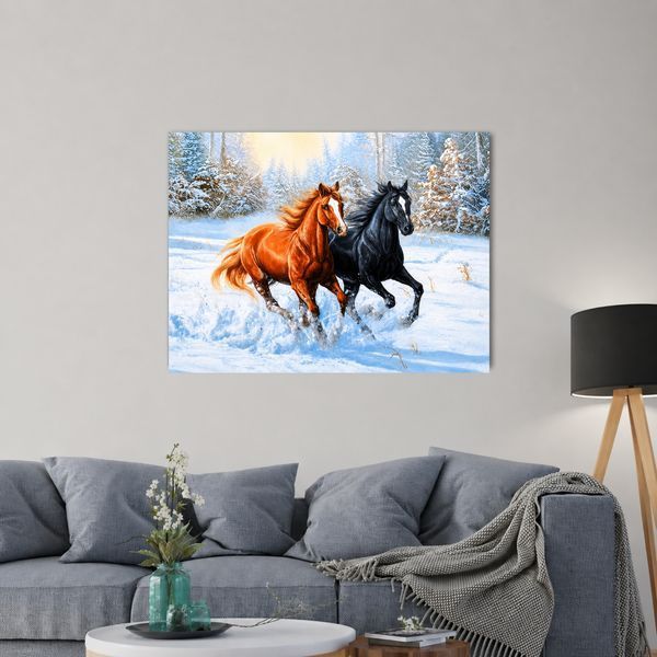 Набір алмазної мозаїки ColorArt 30х40см Коні ST413, повна викладка, квадратні алмазики 580909159 фото
